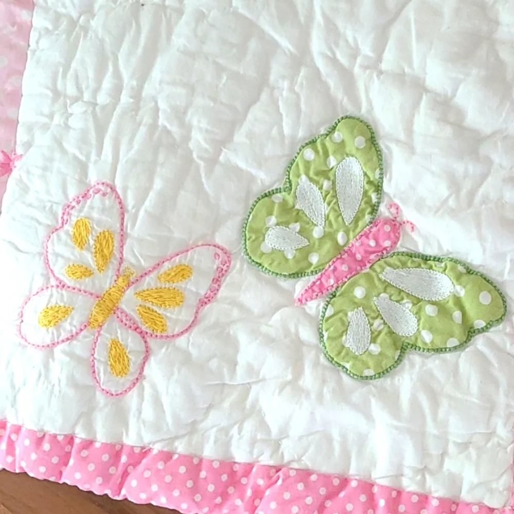 NWT! Pottery Barn Kids Lumbar Pillow Cover, Butterfly and Polka-dots